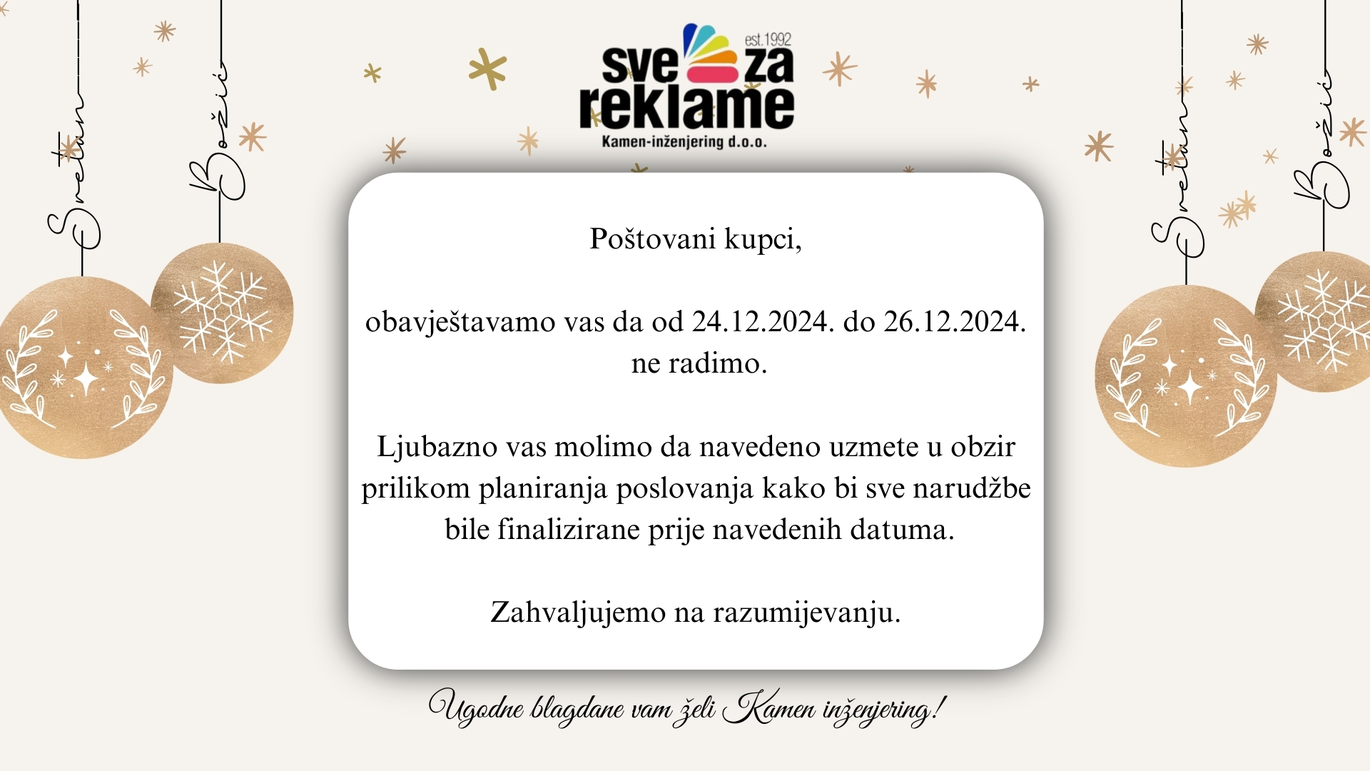 Kamen inženjering obavijest